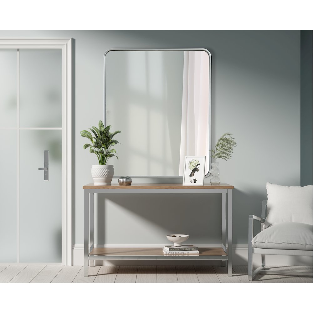 Contour Metal Rectangle Mirror 30x36 in Silver. Picture 2