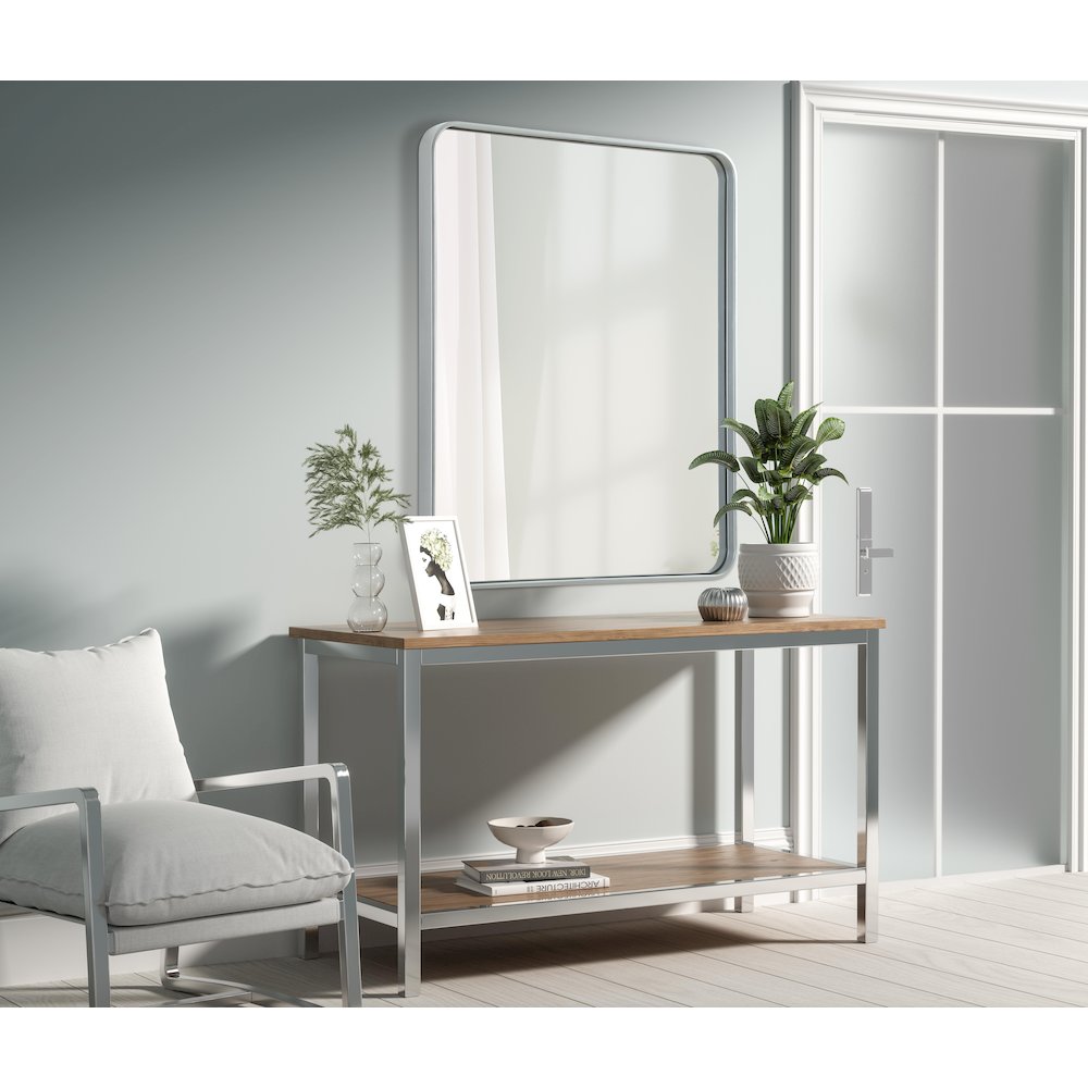 Contour Metal Rectangle Mirror 30x36 in Silver. Picture 3