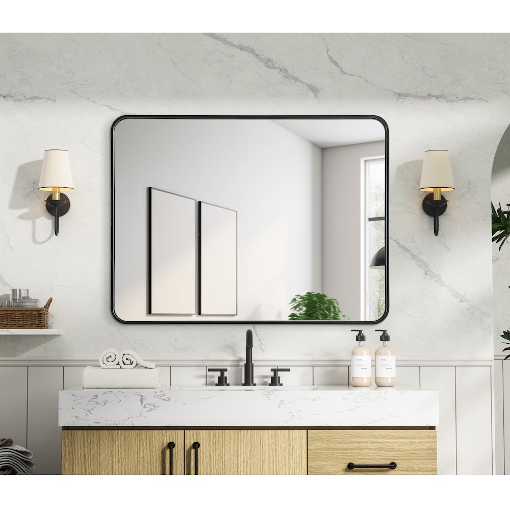 Contour Metal Rectangle Mirror 30x40 in Black. Picture 6