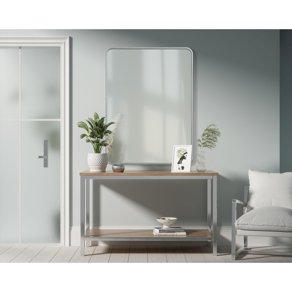 Contour Metal Rectangle Mirror 30x40 in Silver. Picture 2