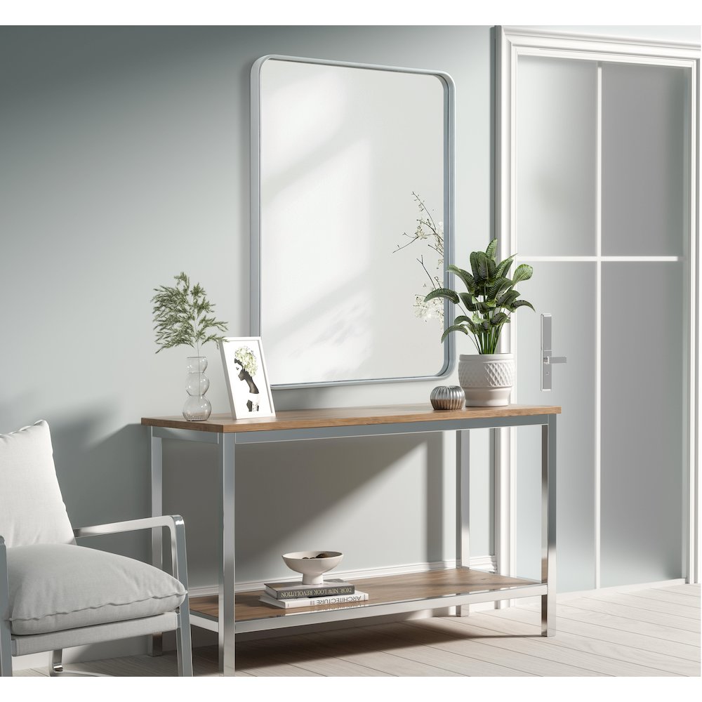 Contour Metal Rectangle Mirror 30x40 in Silver. Picture 3