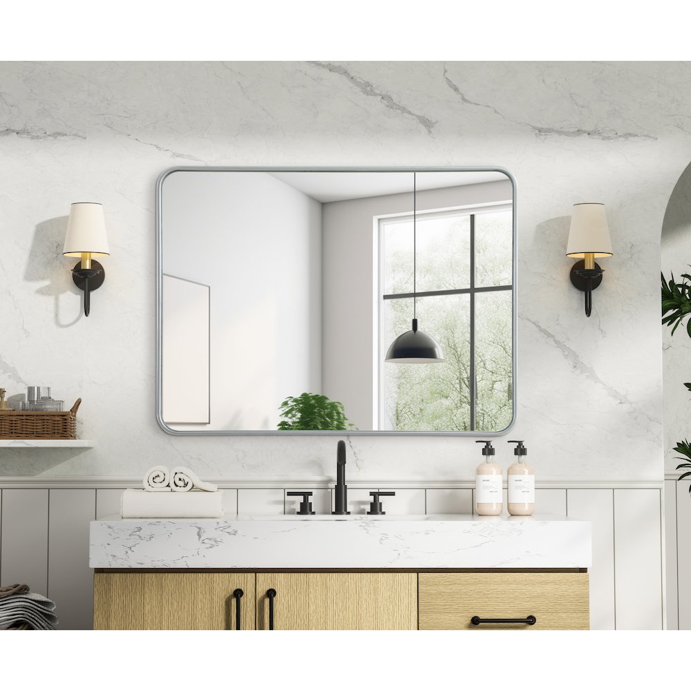 Contour Metal Rectangle Mirror 30x40 in Silver. Picture 6