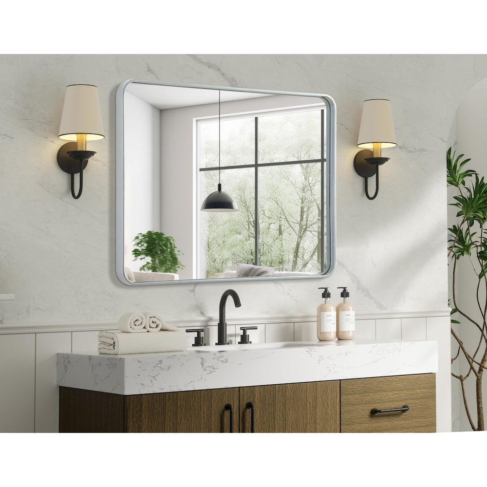 Contour Metal Rectangle Mirror 30x40 in Silver. Picture 7