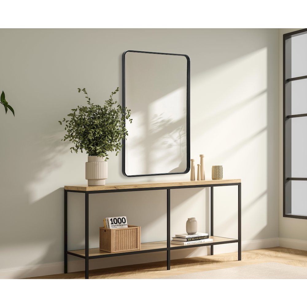 Contour Metal Rectangle Mirror 30x48 in Black. Picture 3