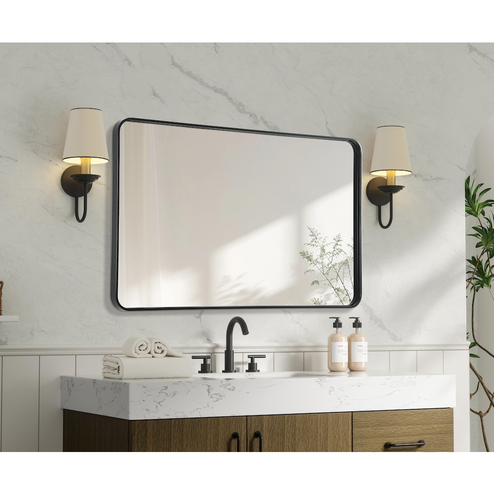 Contour Metal Rectangle Mirror 30x48 in Black. Picture 7