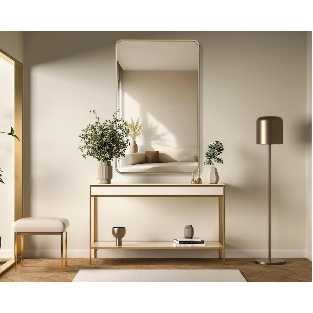Contour Metal Rectangle Mirror 30x48 in Brass. Picture 2
