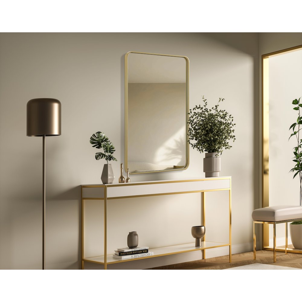 Contour Metal Rectangle Mirror 30x48 in Brass. Picture 3