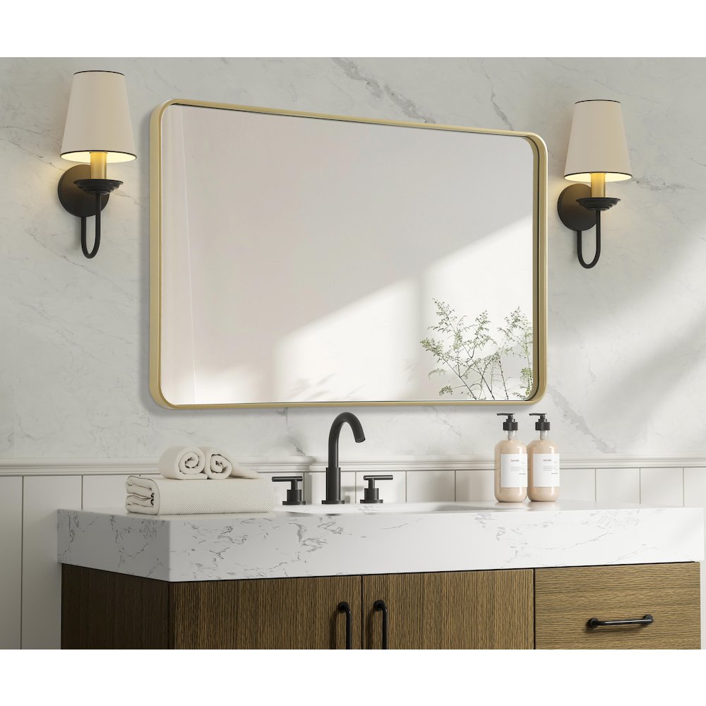 Contour Metal Rectangle Mirror 30x48 in Brass. Picture 7