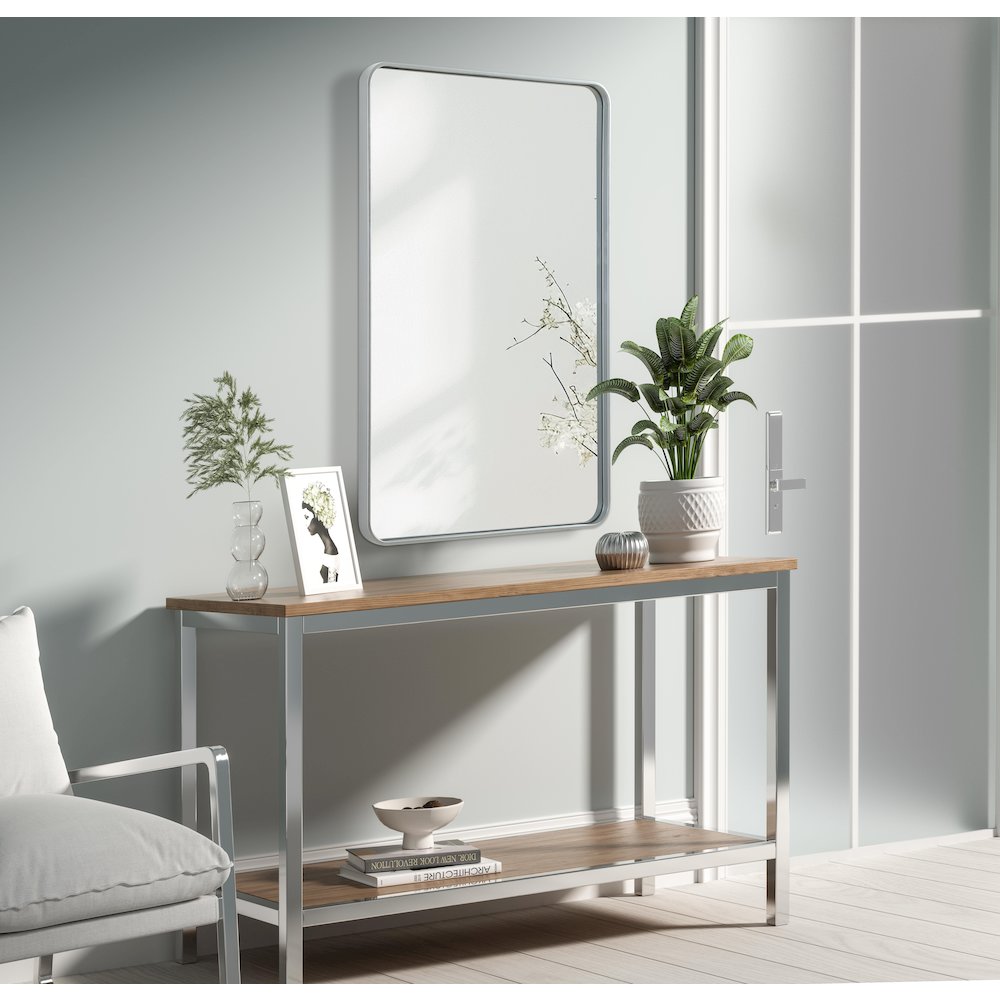Contour Metal Rectangle Mirror 30x48 in Silver. Picture 3
