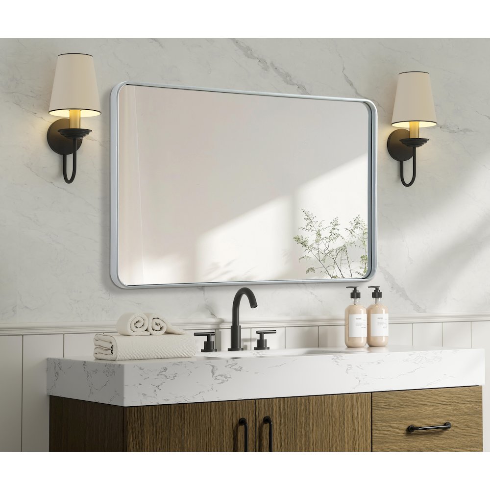 Contour Metal Rectangle Mirror 30x48 in Silver. Picture 7