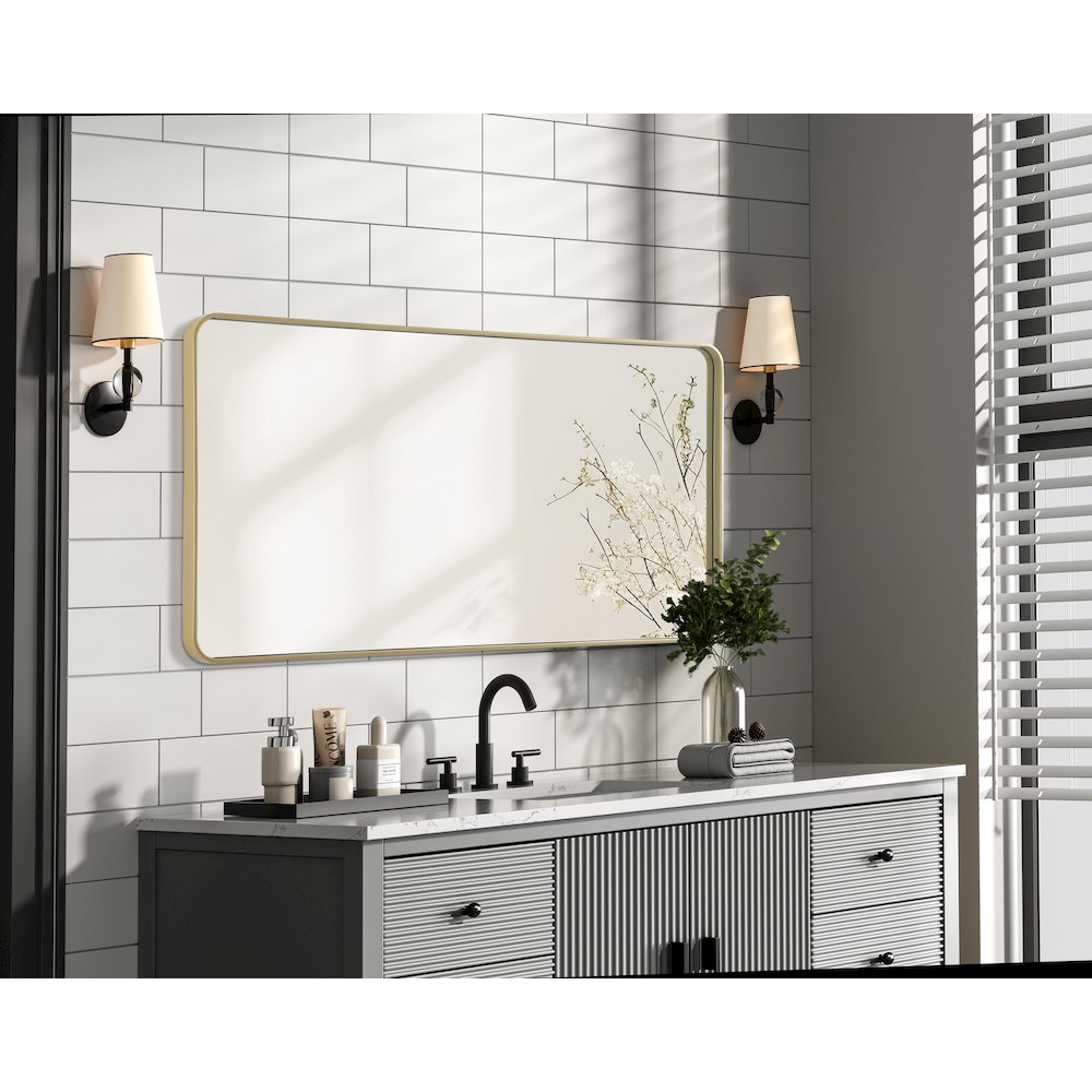 Contour Metal Rectangle Mirror 30x60 in Brass. Picture 7