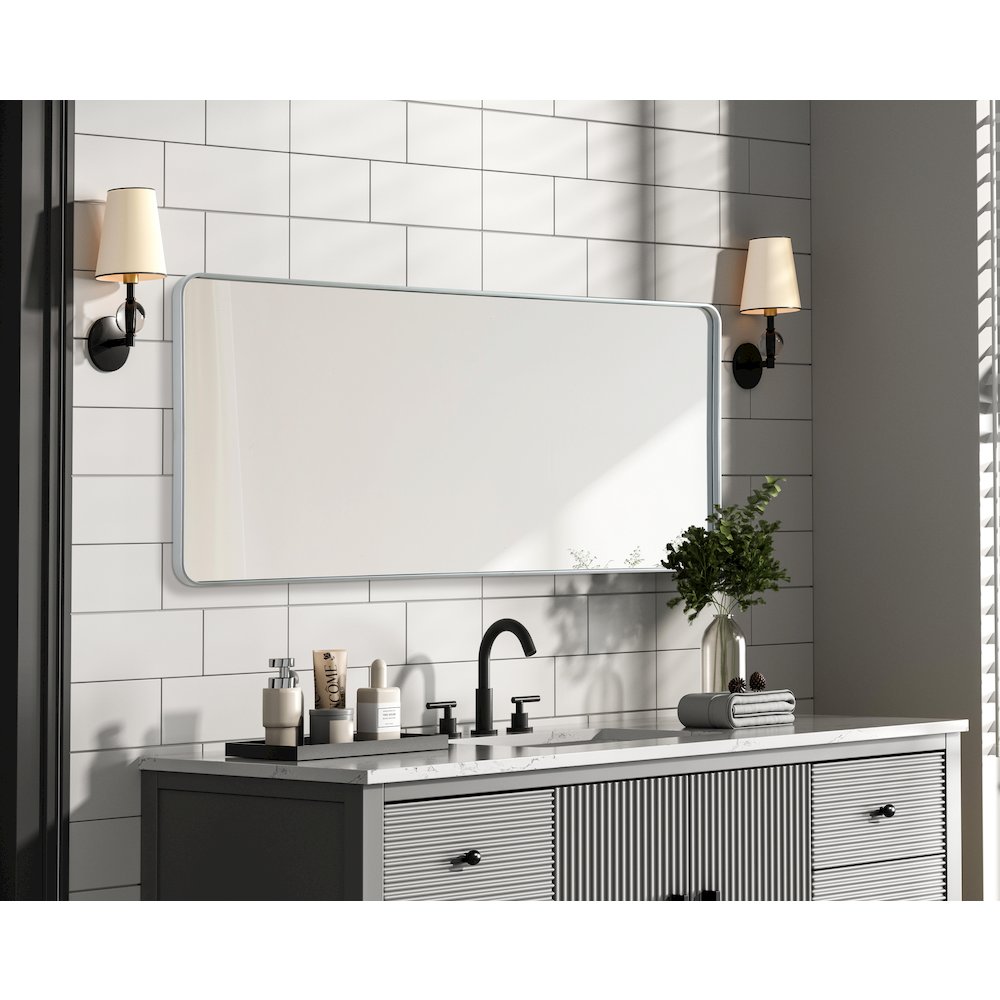 Contour Metal Rectangle Mirror 32x72 in Silver. Picture 7
