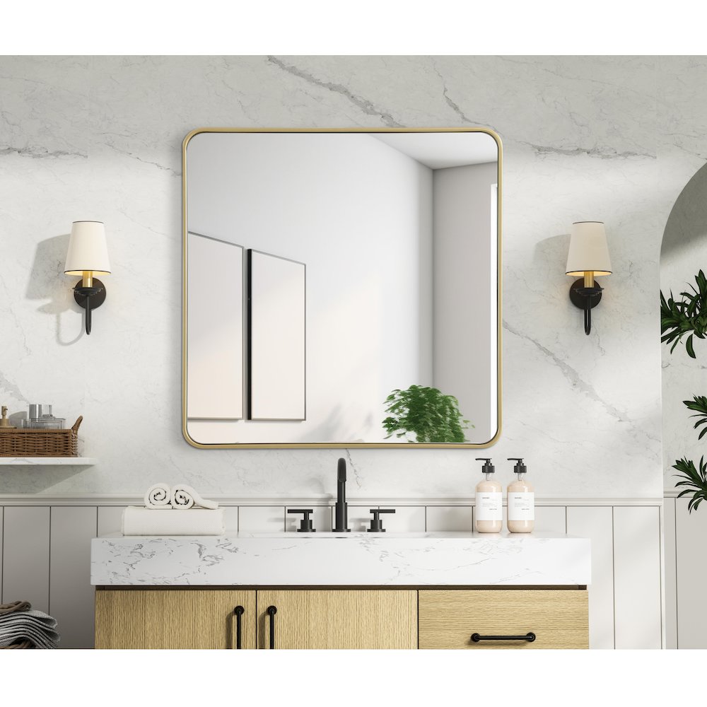 Contour Metal Rectangle Mirror 36x36 in Brass. Picture 2