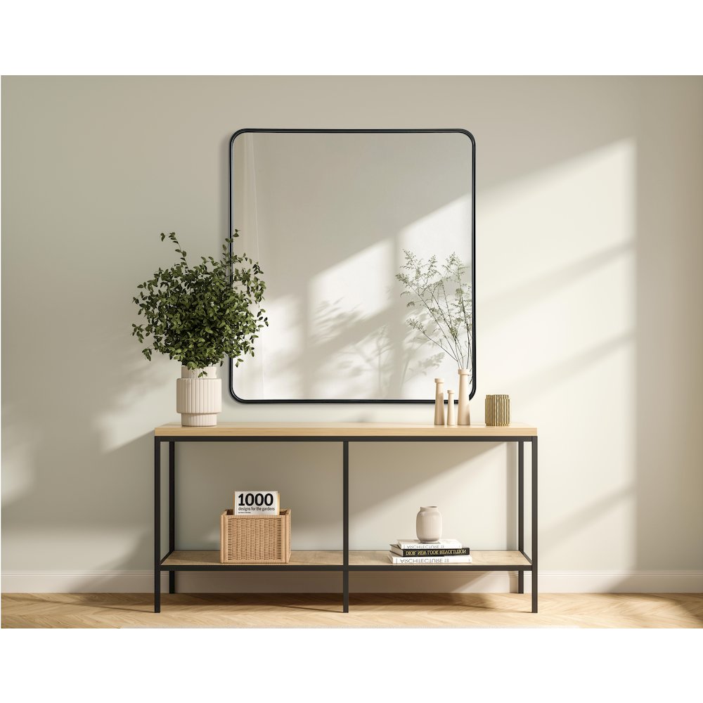 Contour Metal Rectangle Mirror 36x40 in Black. Picture 2