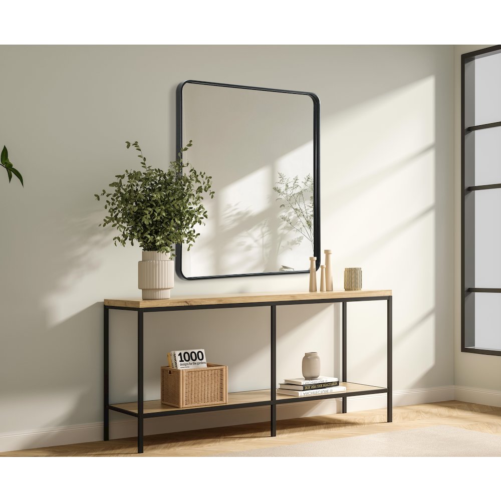 Contour Metal Rectangle Mirror 36x40 in Black. Picture 3