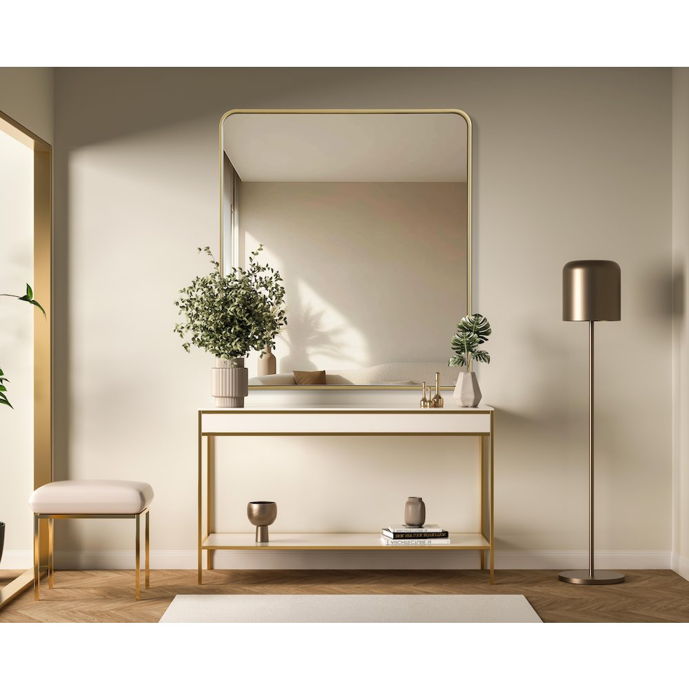 Contour Metal Rectangle Mirror 36x40 in Brass. Picture 2