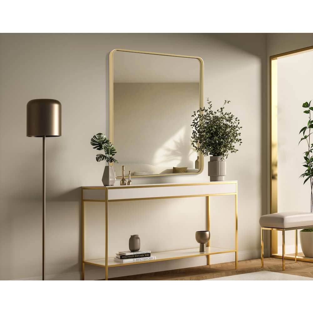 Contour Metal Rectangle Mirror 36x40 in Brass. Picture 3