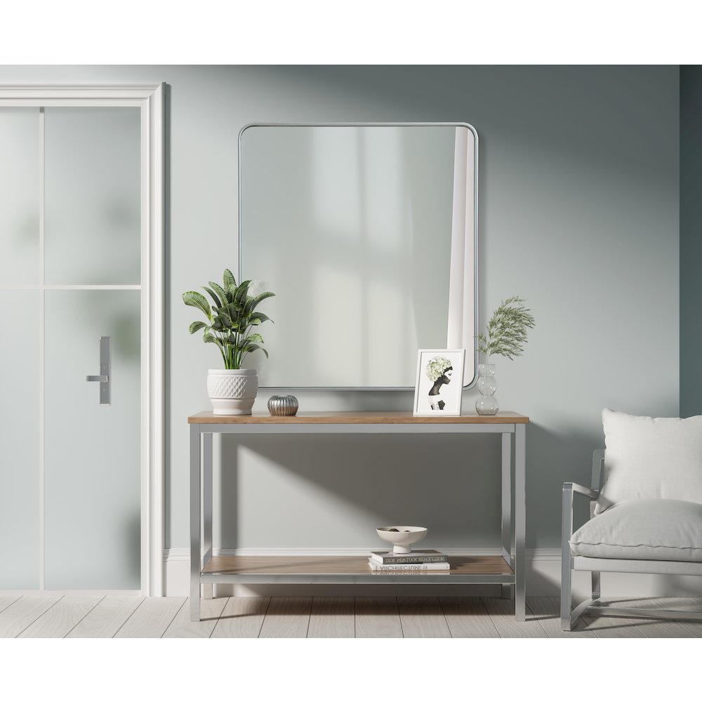 Contour Metal Rectangle Mirror 36x40 in Silver. Picture 2