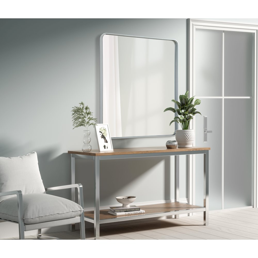 Contour Metal Rectangle Mirror 36x40 in Silver. Picture 3