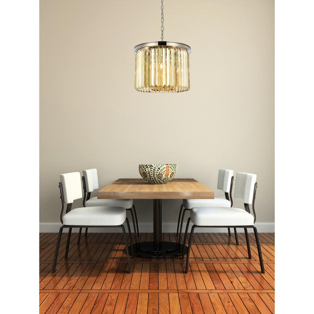 Sydney 6 light polished nickel Pendant Golden Teak (Smoky) Royal Cut Crystal. Picture 7