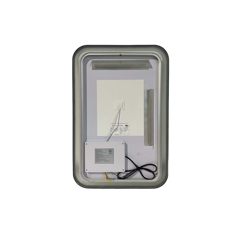30 Inch Rectangle LED Front and Backlit Wall Mirror in Black. Picture 7