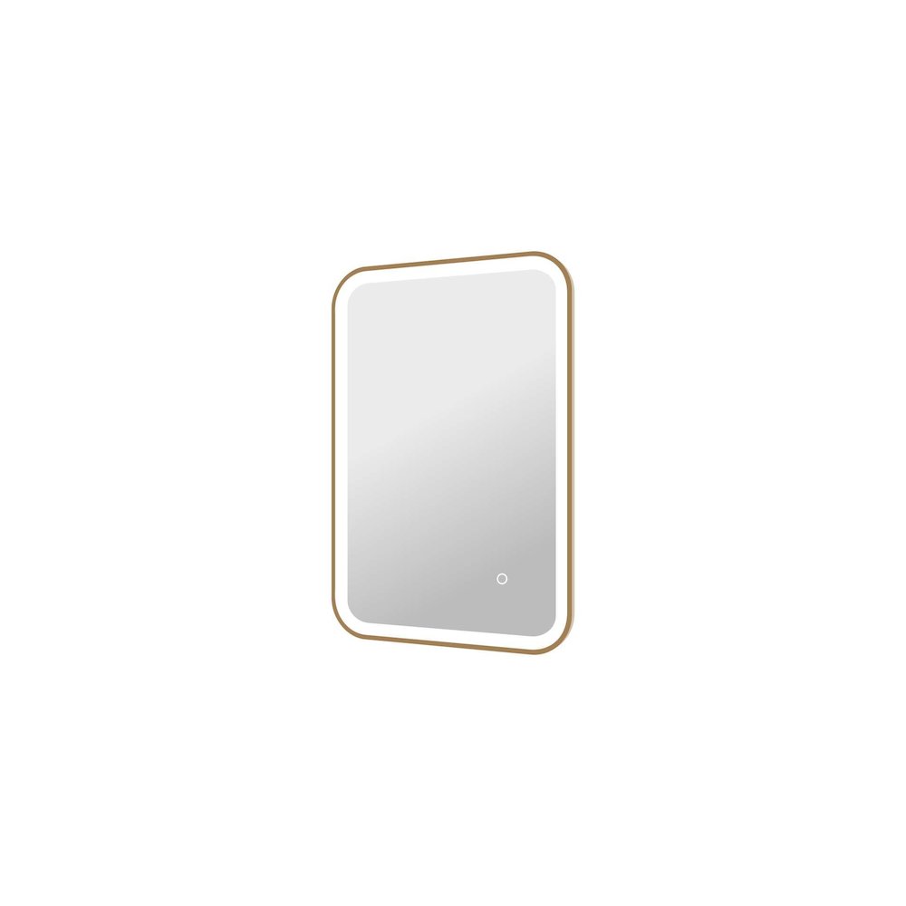 30 Inch Rectangle LED Front and Backlit Wall Mirror in Satin Gold. Picture 6