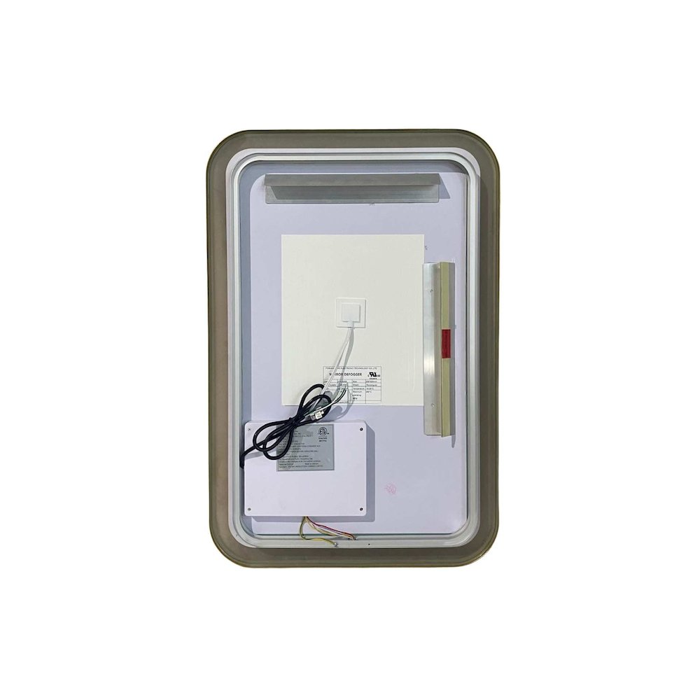 30 Inch Rectangle LED Front and Backlit Wall Mirror in Satin Gold. Picture 7