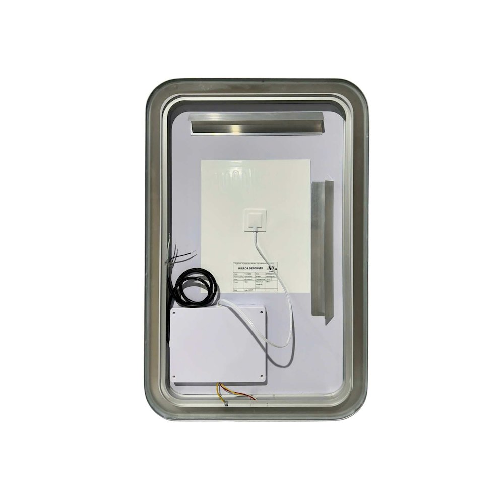 30 Inch Rectangle LED Front and Backlit Wall Mirror in Silver. Picture 7
