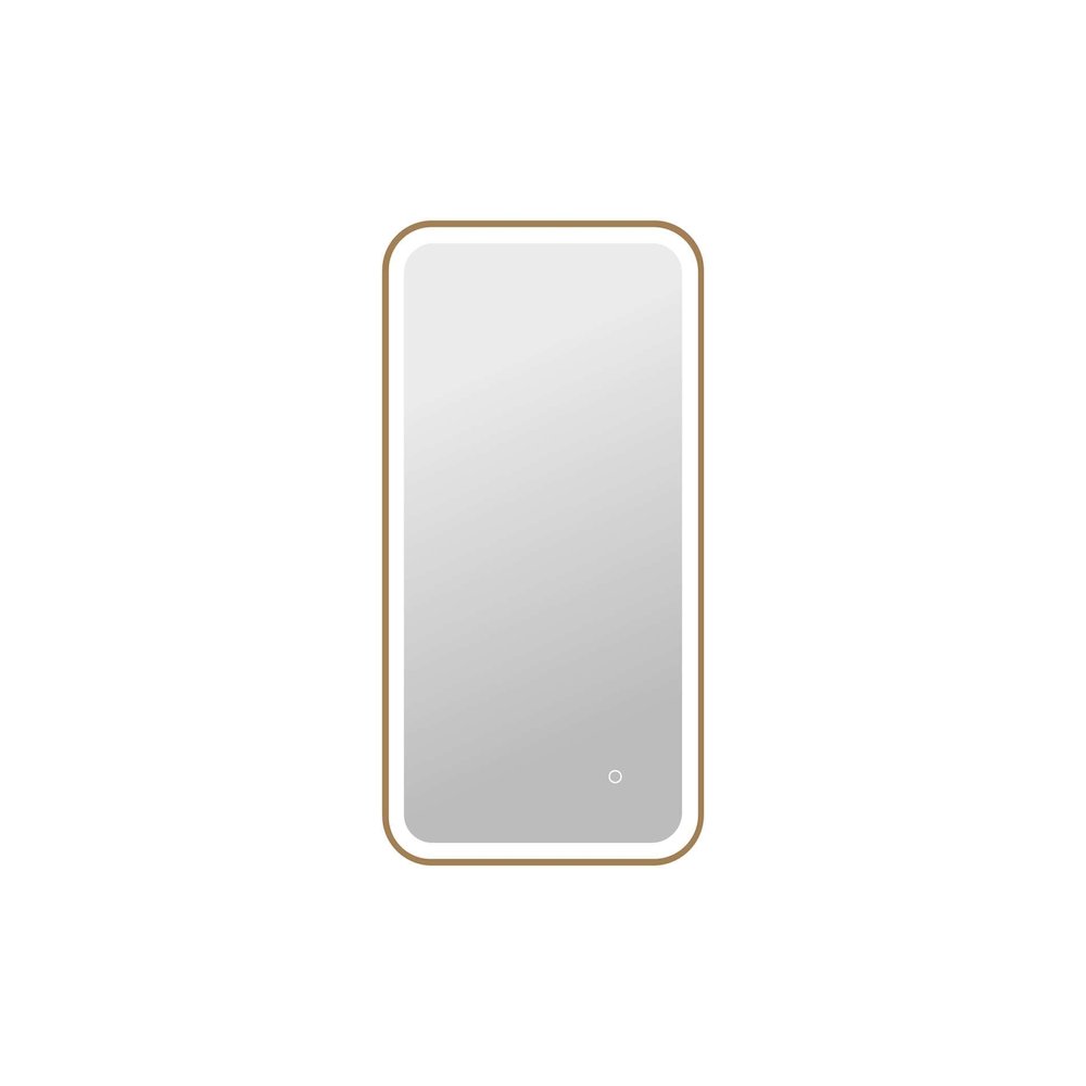 40 Inch Rectangle LED Front and Backlit Wall Mirror in Satin Gold. Picture 1