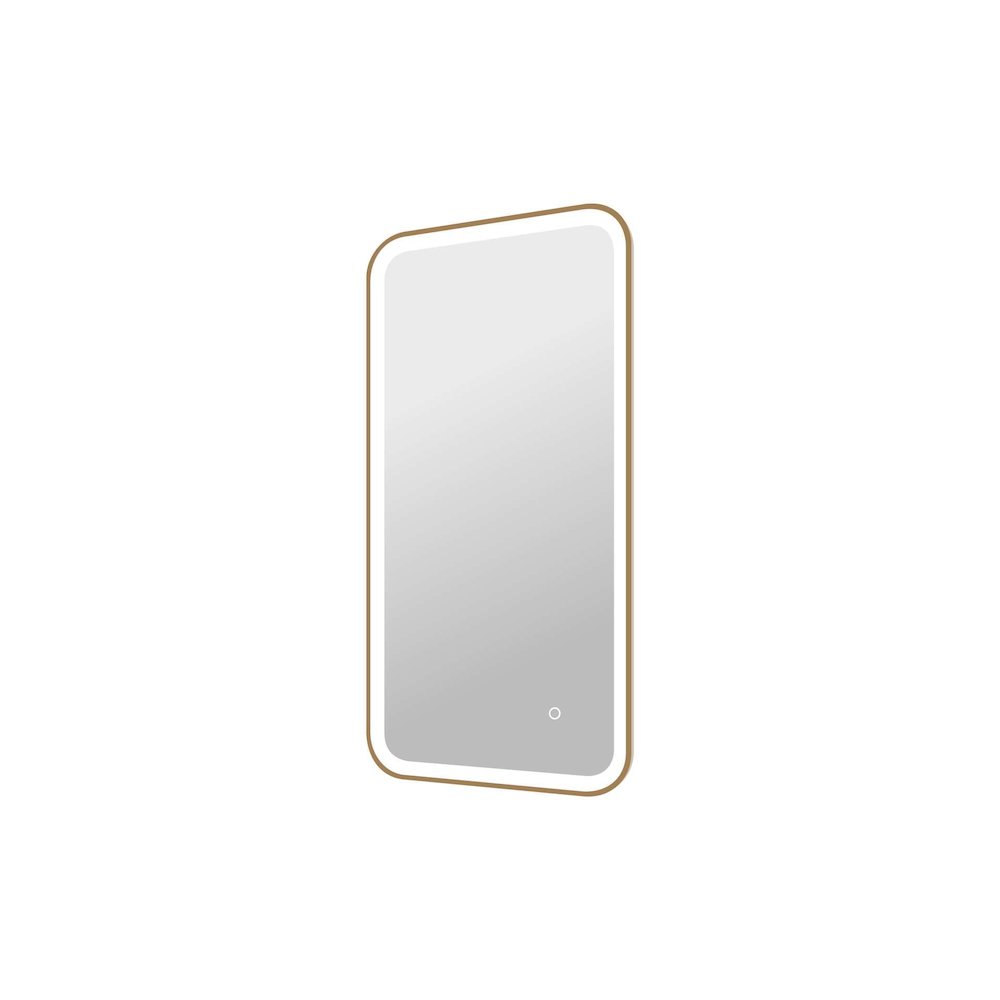40 Inch Rectangle LED Front and Backlit Wall Mirror in Satin Gold. Picture 6