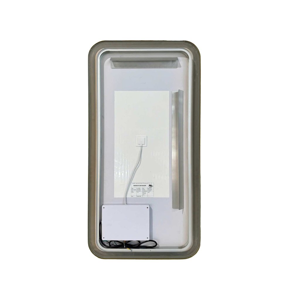 40 Inch Rectangle LED Front and Backlit Wall Mirror in Satin Gold. Picture 7