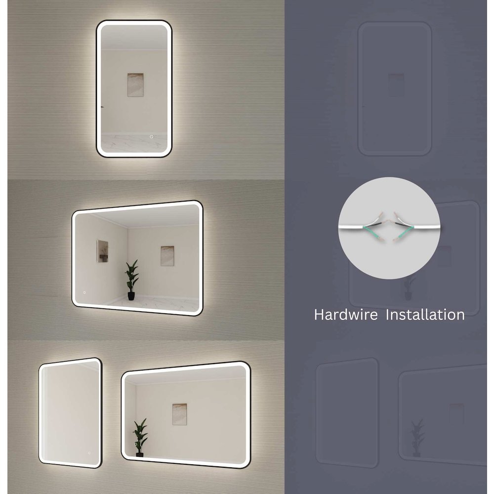40 Inch Rectangle LED Front and Backlit Wall Mirror in Silver. Picture 13