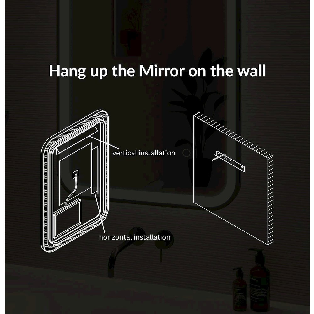 40 Inch Rectangle LED Front and Backlit Wall Mirror in Silver. Picture 17