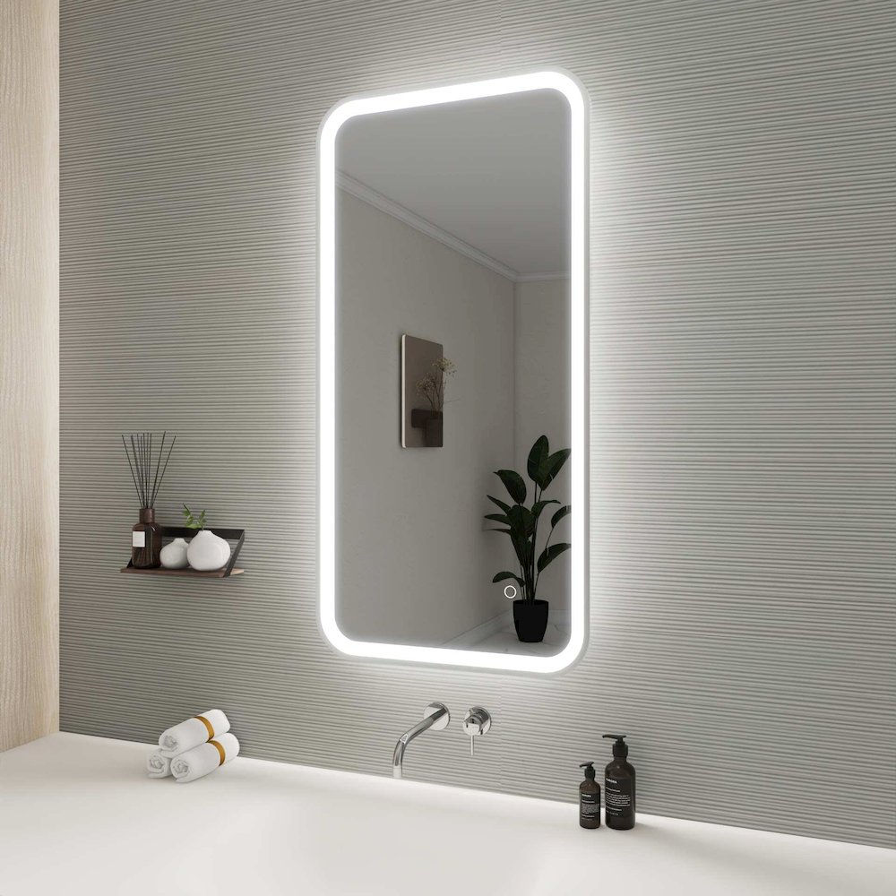 40 Inch Rectangle LED Front and Backlit Wall Mirror in Silver. Picture 5