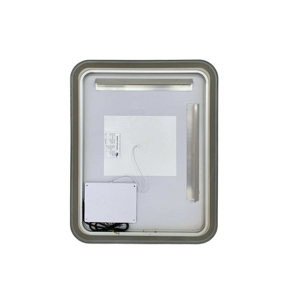 30 Inch Rectangle LED Front and Backlit Wall Mirror in Silver. Picture 7