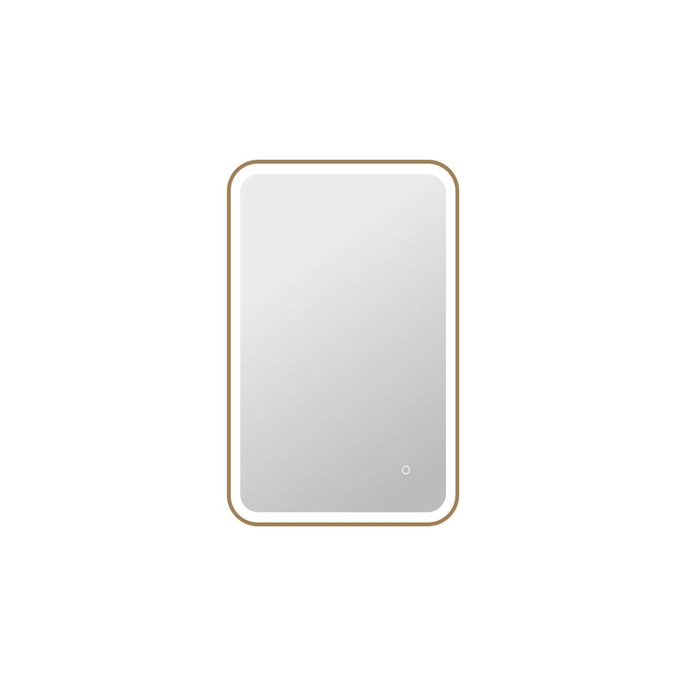 36 Inch Rectangle LED Front and Backlit Wall Mirror in Satin Gold. Picture 1
