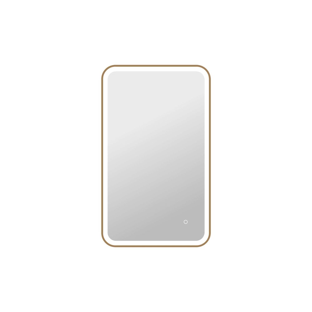 40 Inch Rectangle LED Front and Backlit Wall Mirror in Satin Gold. Picture 1
