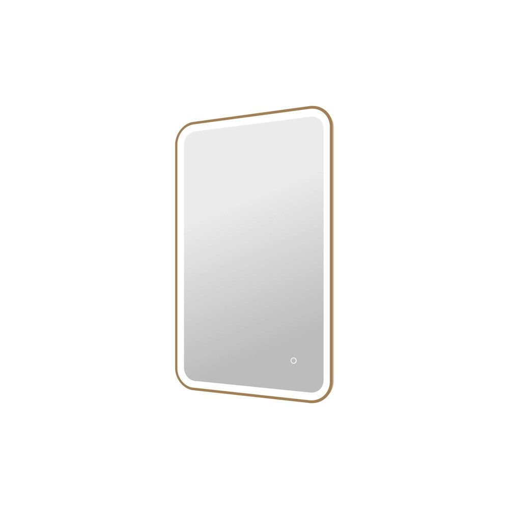 40 Inch Rectangle LED Front and Backlit Wall Mirror in Satin Gold. Picture 6