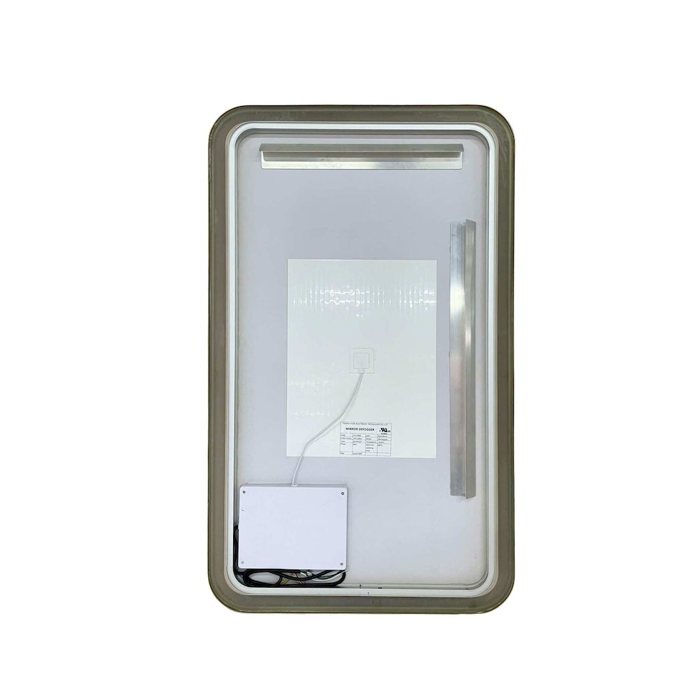 40 Inch Rectangle LED Front and Backlit Wall Mirror in Satin Gold. Picture 7