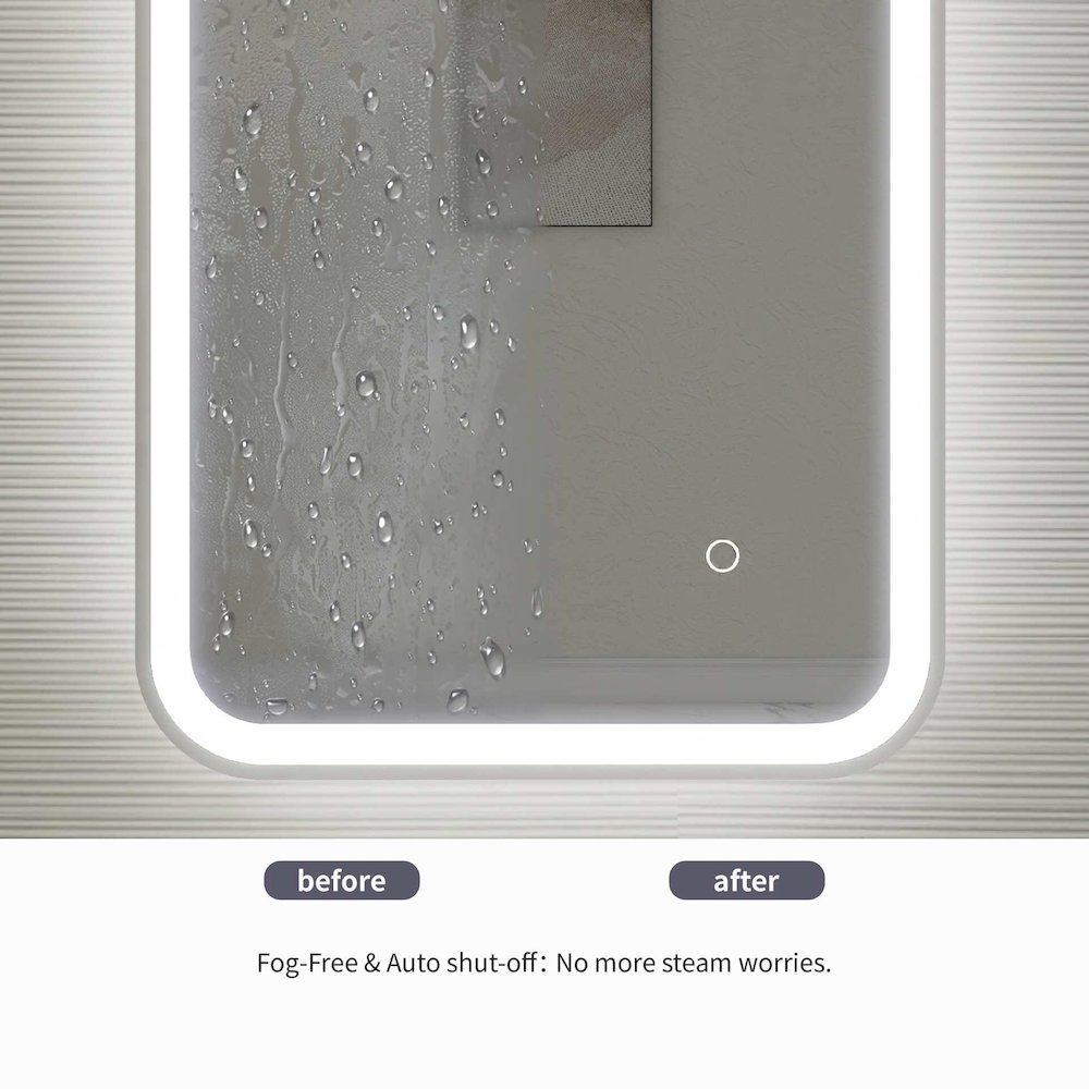 40 Inch Rectangle LED Front and Backlit Wall Mirror in Silver. Picture 15
