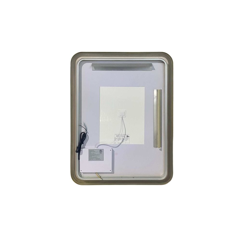 30 Inch Rectangle LED Front and Backlit Wall Mirror in Satin Gold. Picture 7