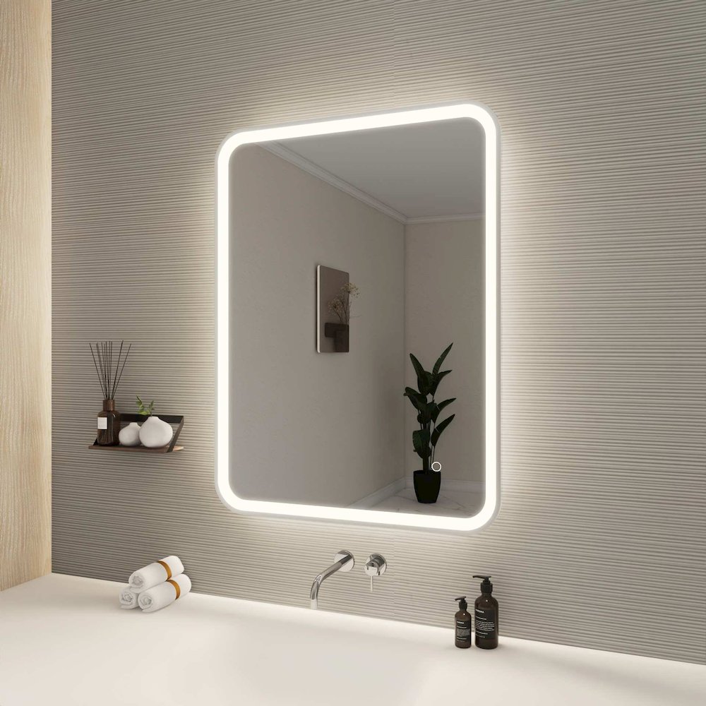 36 Inch Rectangle LED Front and Backlit Wall Mirror in Silver. Picture 3