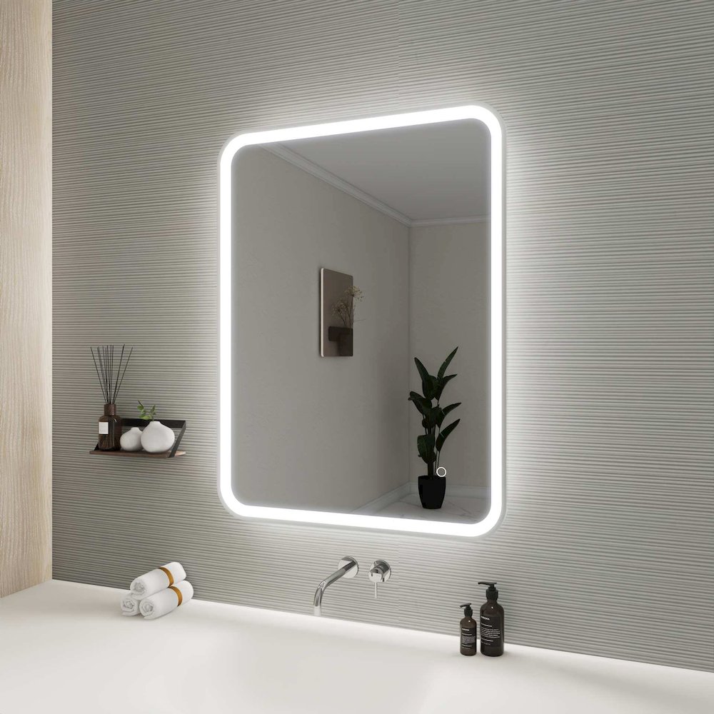 36 Inch Rectangle LED Front and Backlit Wall Mirror in Silver. Picture 5