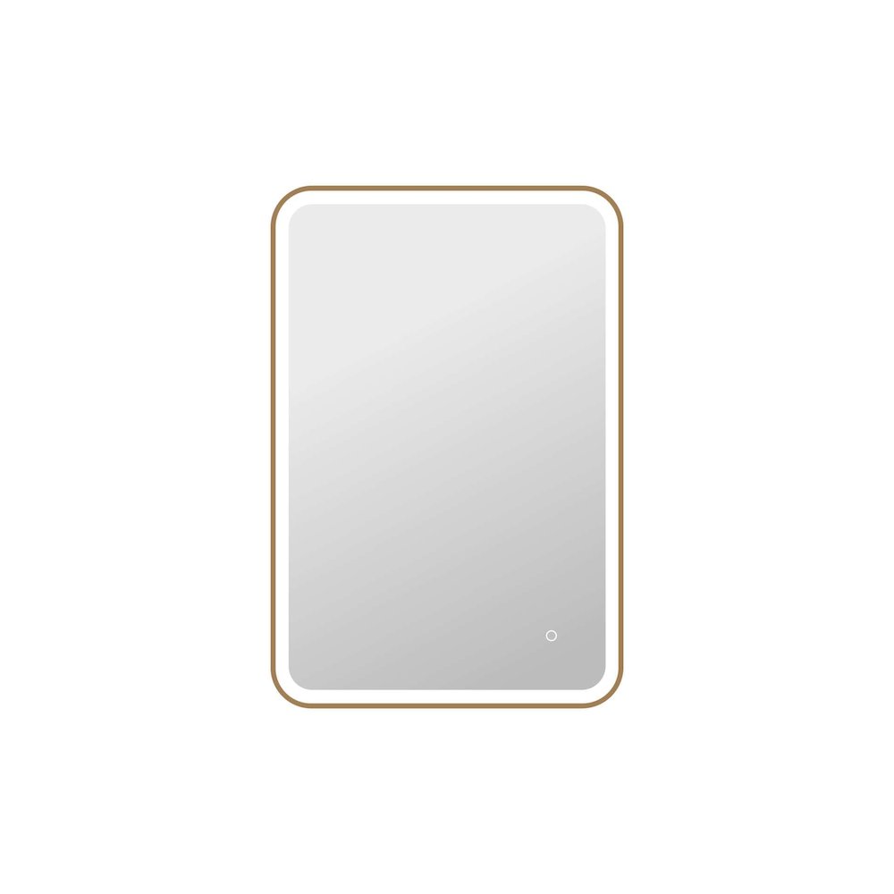40 Inch Rectangle LED Front and Backlit Wall Mirror in Satin Gold. Picture 1