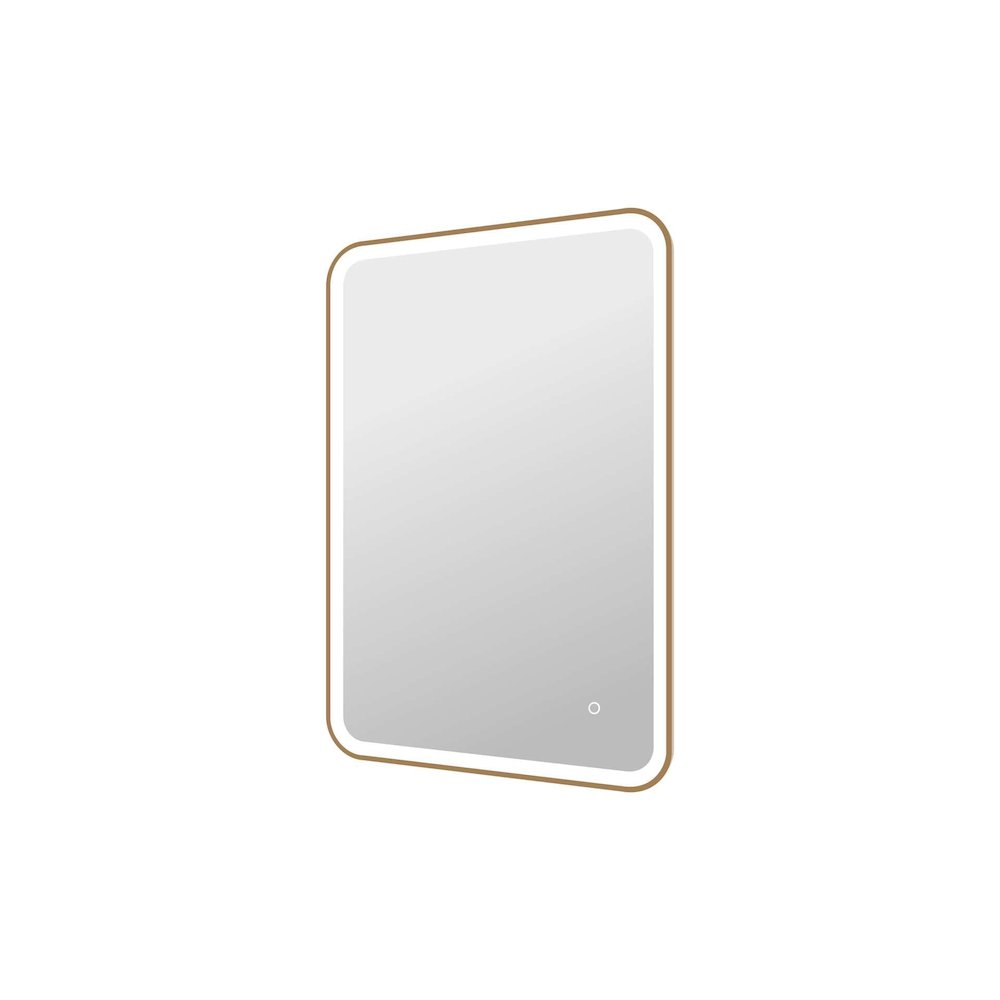 40 Inch Rectangle LED Front and Backlit Wall Mirror in Satin Gold. Picture 6
