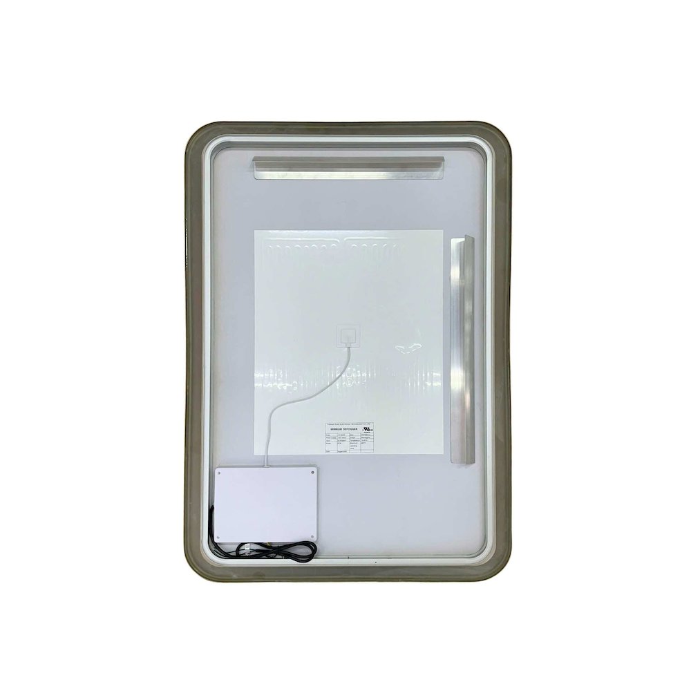 40 Inch Rectangle LED Front and Backlit Wall Mirror in Satin Gold. Picture 7