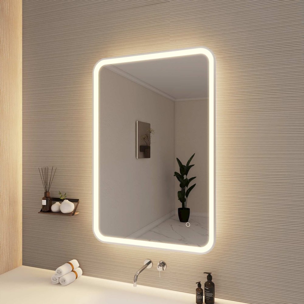 40 Inch Rectangle LED Front and Backlit Wall Mirror in Silver. Picture 5