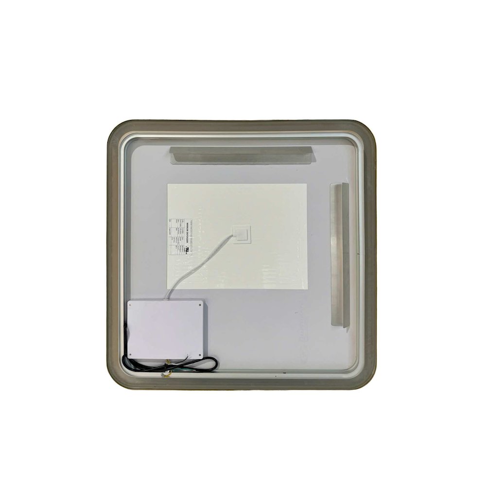 30 Inch Rectangle LED Front and Backlit Wall Mirror in Satin Gold. Picture 7