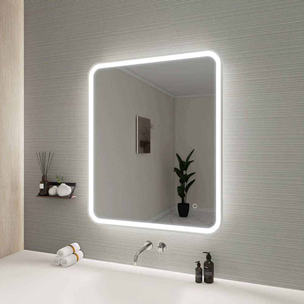 36 Inch Rectangle LED Front and Backlit Wall Mirror in Silver. Picture 5