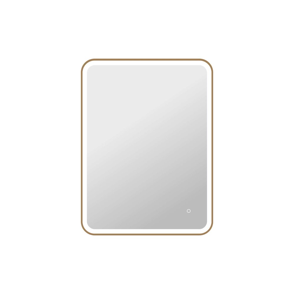 40 Inch Rectangle LED Front and Backlit Wall Mirror in Satin Gold. Picture 1